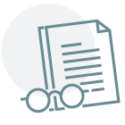 Paper and glasses icon