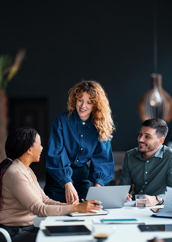Group of business team members dicussing a project